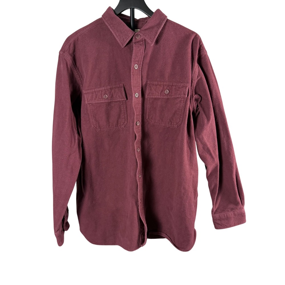 LL Bean Mens Chamois Cloth Shirt XL Burgundy Maroon Cotton Flannel 187923